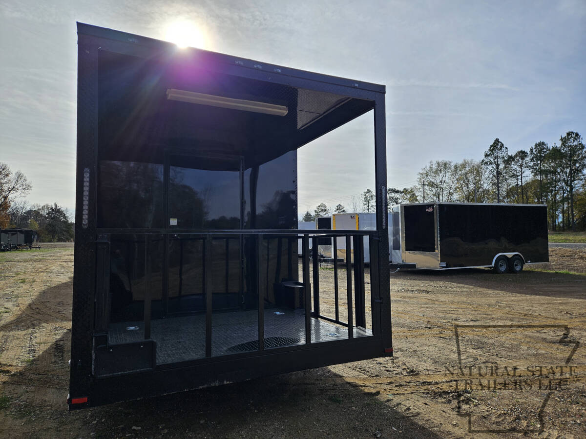 2026 Black Quality Cargo 8.5X20TA BOP Concession Trailer with Porch