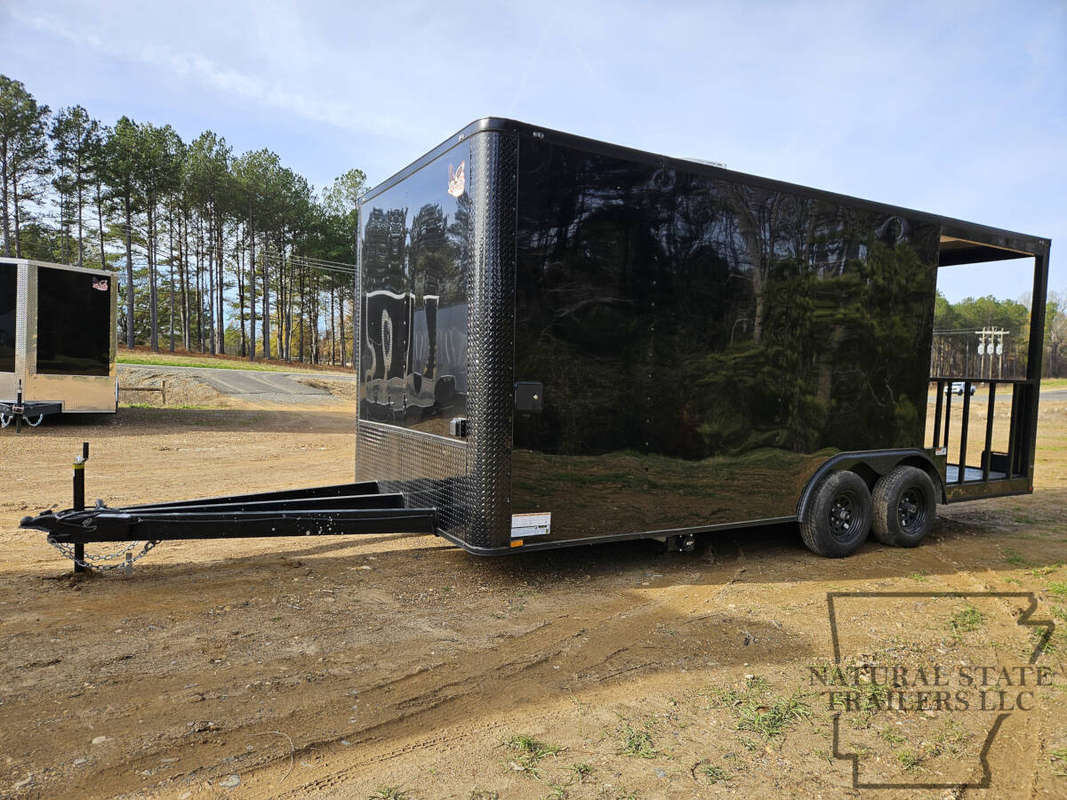 2026 Black Quality Cargo 8.5X20TA BOP Concession Trailer with Porch