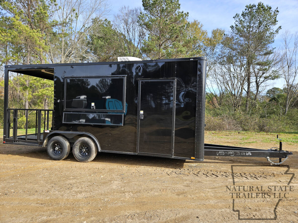 2026 Black Quality Cargo 8.5X20TA BOP Concession Trailer with Porch